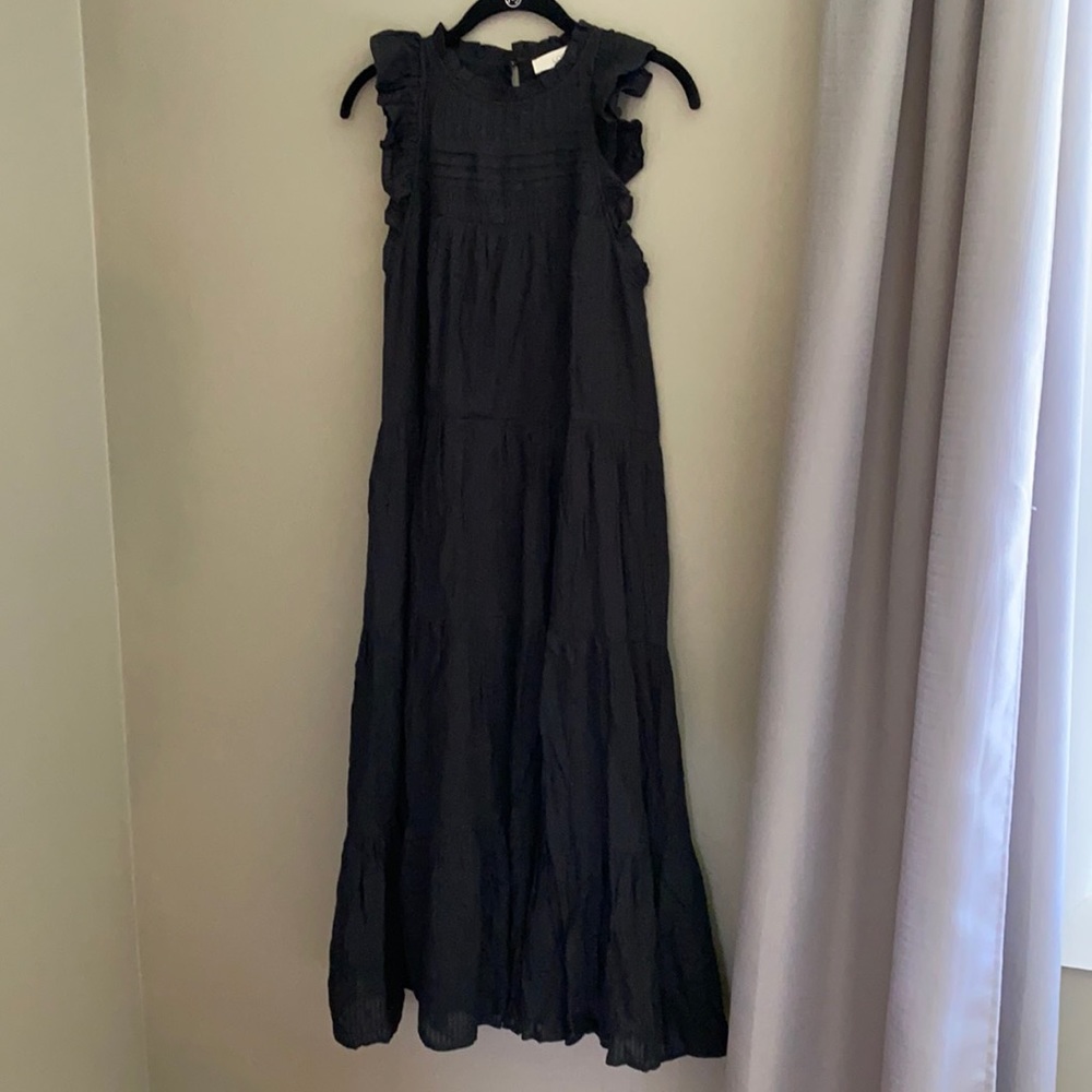 Loft Black Tiered Midi Dress